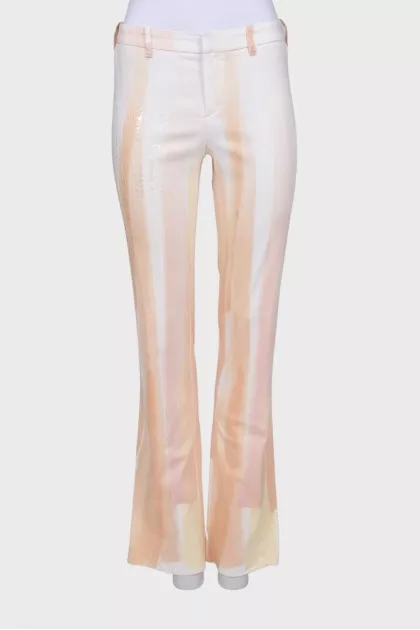 Striped trousers with sequins