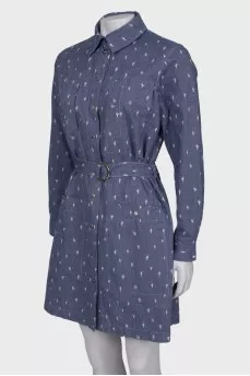 Dress with a print on the belt
