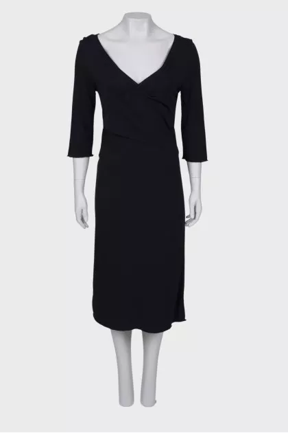 Black and blue midi dress
