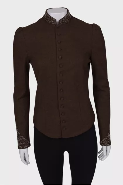 Wool jacket with beads