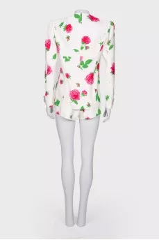 Three piece suit with rose print