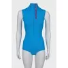 Sleeveless blue bodysuit