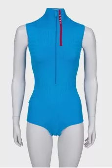Sleeveless blue bodysuit