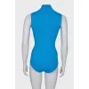 Sleeveless blue bodysuit