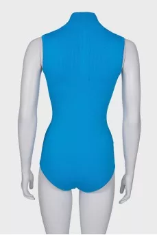 Sleeveless blue bodysuit