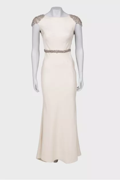 Evening dress with open back and rhinestones