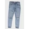 Light blue distressed jeans