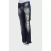 Ripped and washed effect jeans with print