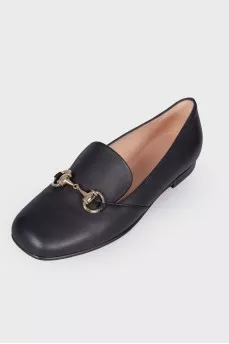 Black leather ballerina shoes
