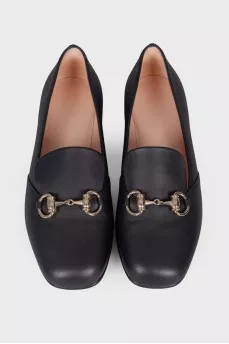 Black leather ballerina shoes