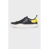 Men's leather sneakers with yellow back