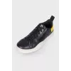 Men's leather sneakers with yellow back