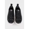 Men's leather sneakers with yellow back