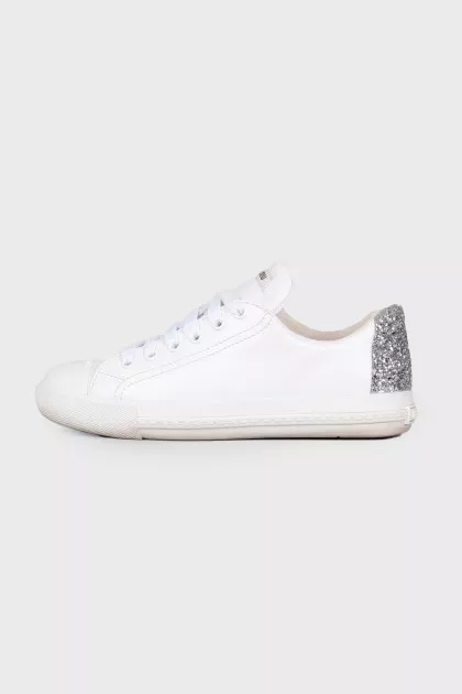 White glitter heel sneakers