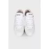 White glitter heel sneakers
