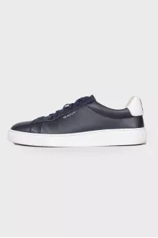 Men's black leather sneakers