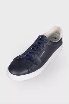 Men's black leather sneakers