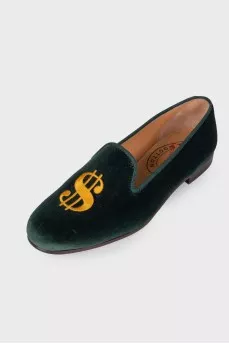 Suede green ballerina shoes