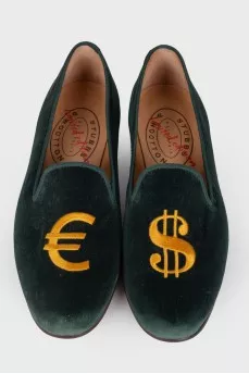 Suede green ballerina shoes