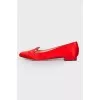 Red textile ballerinas with embroidery