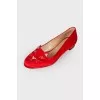 Red textile ballerinas with embroidery
