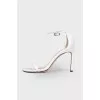 White stiletto heel sandals