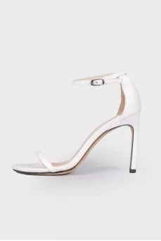White stiletto heel sandals