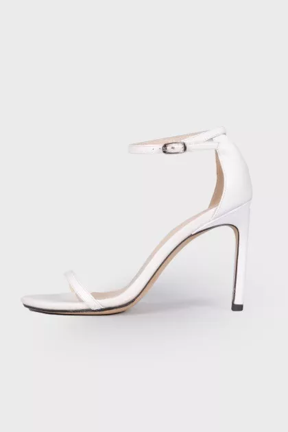 White stiletto heel sandals