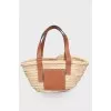 Straw bag with leather handles