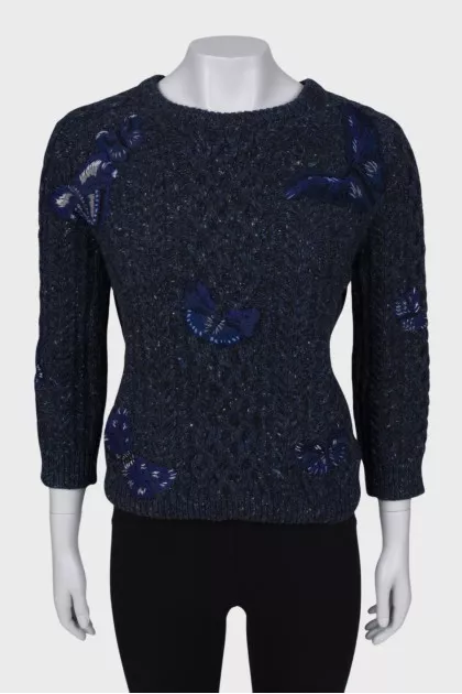 Wool sweater with embroidery