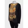 Blouse with gold print