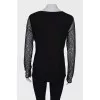 Black Lace Scoop Neck Blouse