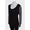 Black Lace Scoop Neck Blouse