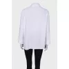 White blouse with openwork collar