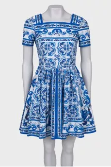 Blue dress with abstract print