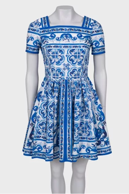 Blue dress with abstract print