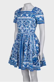 Blue dress with abstract print