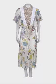 Maxi dress with print and belt