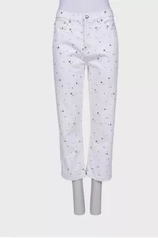 Printed boyfriend jeans with tag