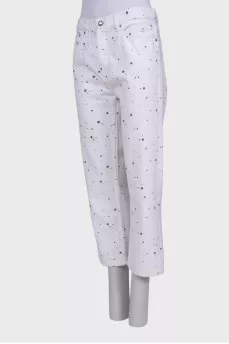 Printed boyfriend jeans with tag
