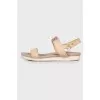 Beige sandals with rhinestones