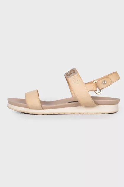 Beige sandals with rhinestones