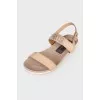 Beige sandals with rhinestones
