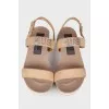 Beige sandals with rhinestones