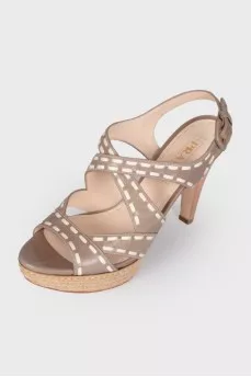 Leather sandals with jute