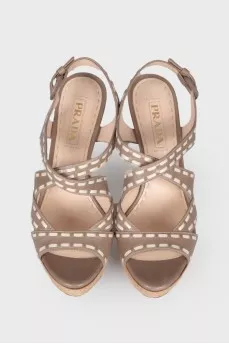 Leather sandals with jute