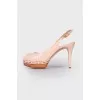 Patent leather heeled sandals
