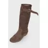 Suede low heel boots