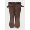 Suede low heel boots