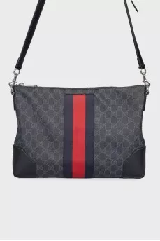 Сумка Web Zip Flat Messenger GG Coated Canvas
